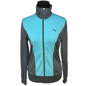 Puma Women’s Medium Teal Gray Full Zip Athletic Track Jacket